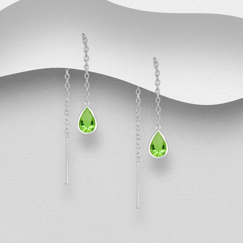 925 Sterling Silver Earrings w/ Peridot